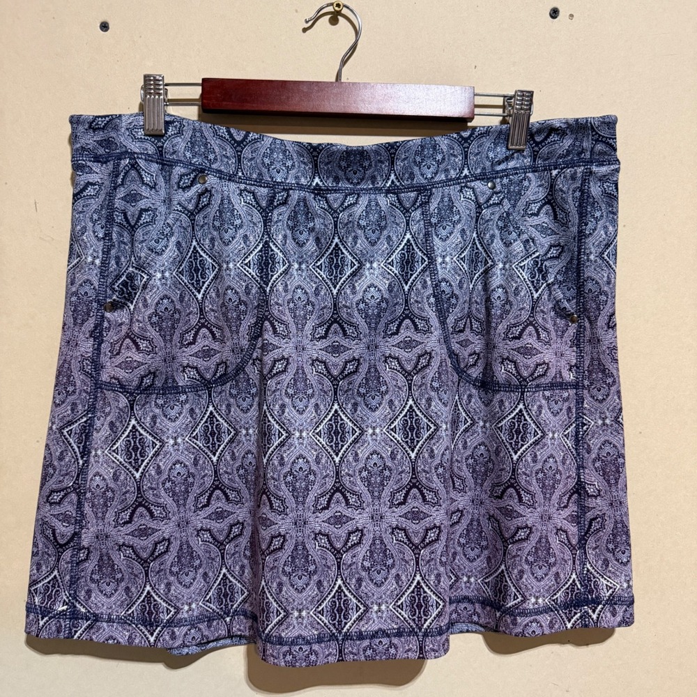 Grand Slam Womens XL Paisley Tennis Golf Skort Navy Purple Activewear Skirt